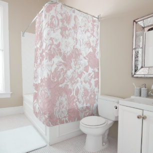 Rideaux De Douche Elegant girly trendy pink coral white floral lace