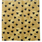 Rideaux De Douche Élégant Glam Parties scintillant or Coeurs noirs R (Devant)