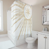 Rideaux De Douche Elegant Gold Doodles Sun Moon Mandala Design (En situation)