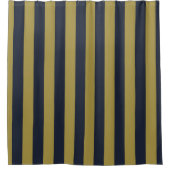 Rideaux De Douche Elégant Gold & Navy Blue Vertical Stripes (Devant)