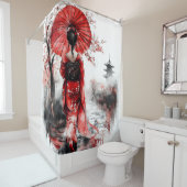 Rideaux De Douche Elegant Japanese Geisha Girl | (En situation)