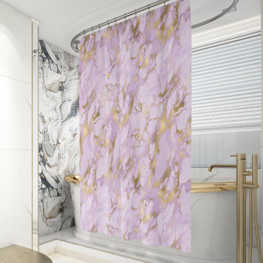 Rideaux De Douche Élégant Lavender Gold Marble