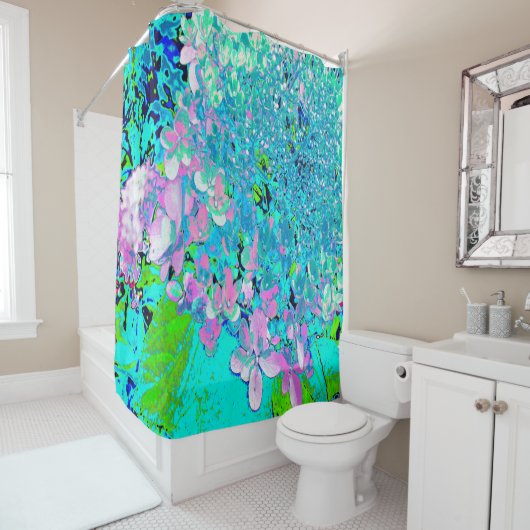 Rideaux De Douche Élégant Limelight rose et bleu Hydrangea (En situation)