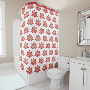 Rideaux De Douche Élégant Lotus Fleur Rouge Or Zen Yoga Motif