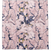 Rideaux De Douche Elégant marbre d'or Blush Navy (Devant)