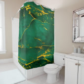 Rideaux De Douche Élégant marbre vert émeraude et or (En situation)