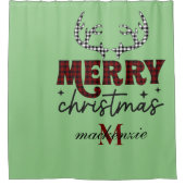 Rideaux De Douche Élégant Maroon & Monogramme orange Joyeux Noël (Devant)