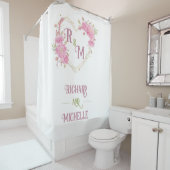 Rideaux De Douche Élégant minimum Chic Nom de monogramme de la lettr (En situation)