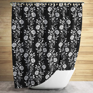 Rideaux De Douche Élégant modèle floral noir
