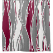 Rideaux De Douche Elégant, moderne, lignes, vagues, gris, bordeaux (Devant)