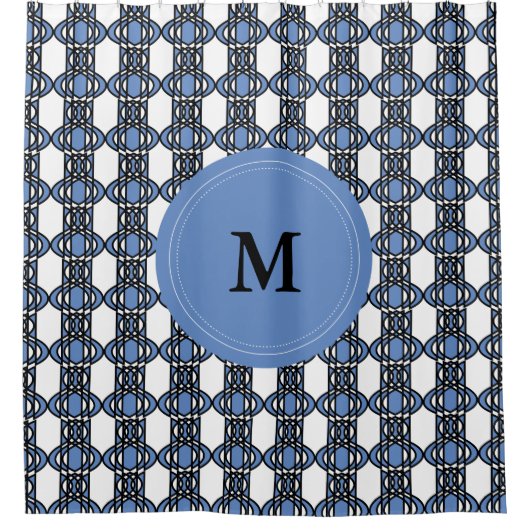 Rideaux De Douche Élégant Monogram Blue Abstrait Scarab Motif (Devant)