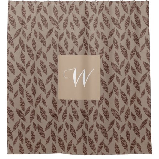Rideaux De Douche Élégant Monogramme Brun Clair & Crème Impression d (Devant)