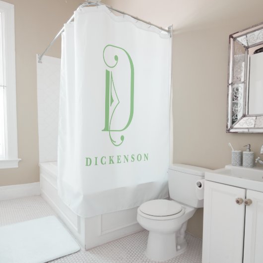 Rideaux De Douche Élégant Monogramme D Personnalisé (En situation)