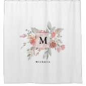 Rideaux De Douche Élégant Monogramme floral rose pâle (Devant)