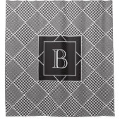 Rideaux De Douche Elégant Monogramme Houndstooth Design noir & blanc (Devant)
