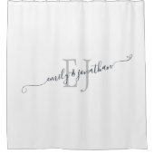 Rideaux De Douche Élégant Monogramme Initiales Noms Blanc (Devant)