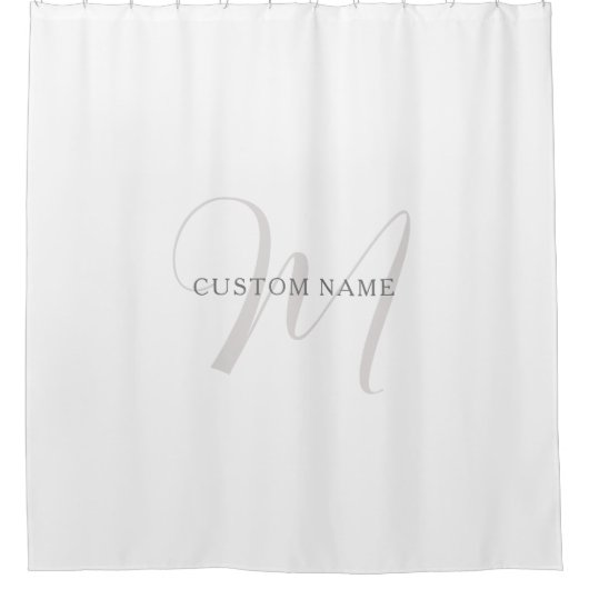Rideaux De Douche Élégant Monogramme moderne | Gris et blanc (modifi (Devant)