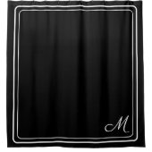 Rideaux De Douche Élégant Monogramme noir blanc élégant (Devant)