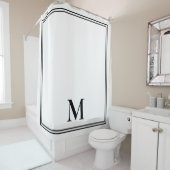 Rideaux De Douche Élégant Monogramme noir et blanc (En situation)
