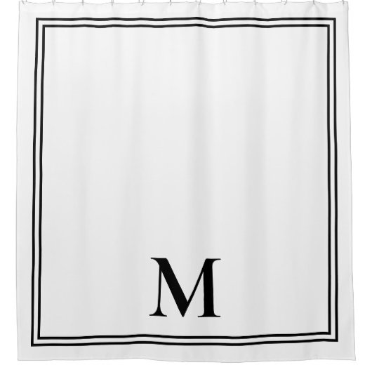 Rideaux De Douche Élégant Monogramme noir et blanc (Devant)