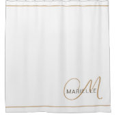 Rideaux De Douche Élégant Monogramme Noir Or Script Nom Blanc (Devant)