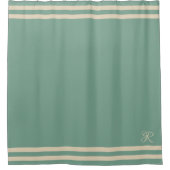 Rideaux De Douche Élégant Monogramme Ocean Green Cream strié (Devant)