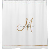 Rideaux De Douche Élégant monogramme or écriture nom blanc  (Devant)