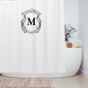 Rideaux De Douche Élégant Monogramme Personnalisé Orné