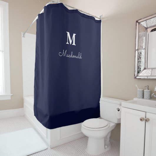 Rideaux De Douche Élégant Monogramme Personnalisé Simple (En situation)