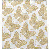 Rideaux De Douche Elégant Motif à papillon Or Blanc (Devant)