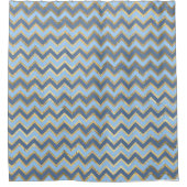 Rideaux De Douche Élégant Motif Chevron bleu et or (Devant)