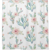 Rideaux De Douche Elégant Motif d'aquarelle Boho Cactus (Devant)