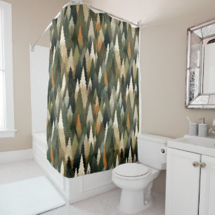 Rideaux De Douche Élégant Motif d'arbre à pin   Forêt rustique