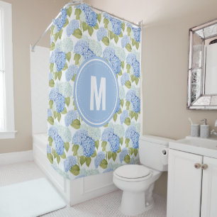 Rideaux De Douche Élégant Motif de fleurs d'hydragea bleu