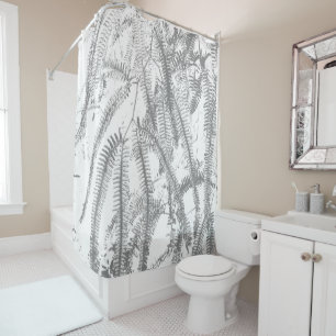 Rideaux De Douche Élégant motif de fougère argentée