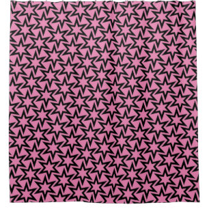 Rideaux De Douche Élégant Motif d'étoile géométrique noir et rose