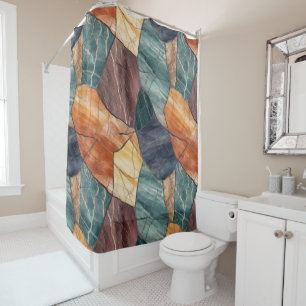 Rideaux De Douche Élégant Motif en marbre naturel vert de céréales P