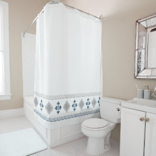 Rideaux De Douche Élégant Motif mongol bleu et gris