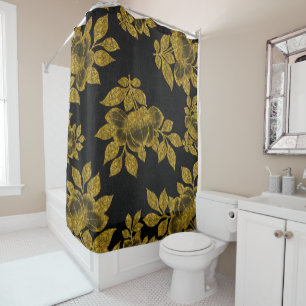 Rideaux De Douche Elégant noir avec Parties scintillant or / Foil lo