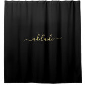 Rideaux De Douche Élégant Noir moderne Monogramme Nom Script (Devant)