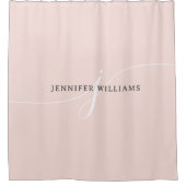Rideaux De Douche Élégant noir rose clair rose Monogramme (Devant)