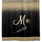 Rideaux De Douche Elegant or avec noir personnalisable Monogramme No (Devant)