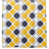 Rideaux De Douche Élégant ornemental, blanc, bleu marine, jaune (Devant)