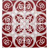 Rideaux De Douche Elégant, ornemental, moderne, bordeaux, blanc (Devant)