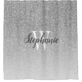 Rideaux De Douche Élégant Parties scintillant Argent Ombre Monogramm (Devant)