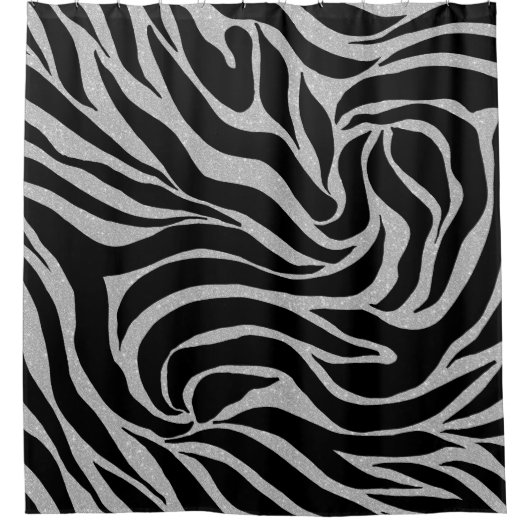 Rideaux De Douche Elégant Parties scintillant noire Silver Zebra Pos (Devant)