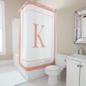 Rideaux De Douche Elegant Peach white Initial Monogram  (En situation)