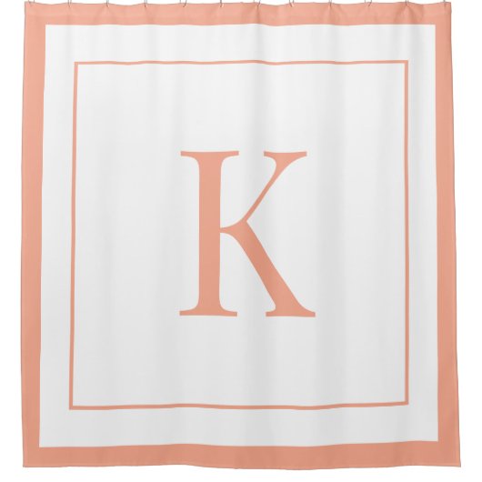 Rideaux De Douche Elegant Peach white Initial Monogram  (Devant)