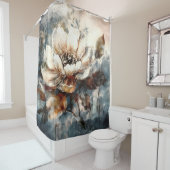 Rideaux De Douche Elegant Peony Watercolor Art (En situation)