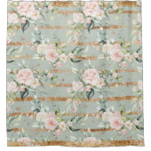 Rideaux De Douche Elégant Pink Blush Eucalyptus Gold Sage  (Devant)